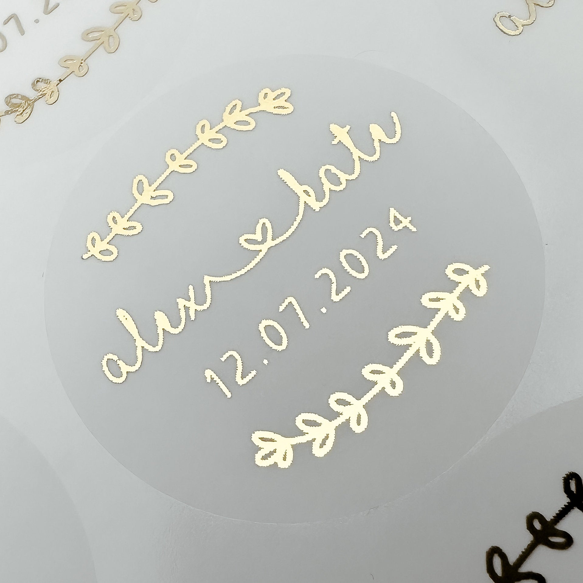 Country Wedding Foiled wedding stickers, Personalised Wedding Favour Stickers, Real Foil gold monogram stickers, Frosted envelope Stickers, envelope seals