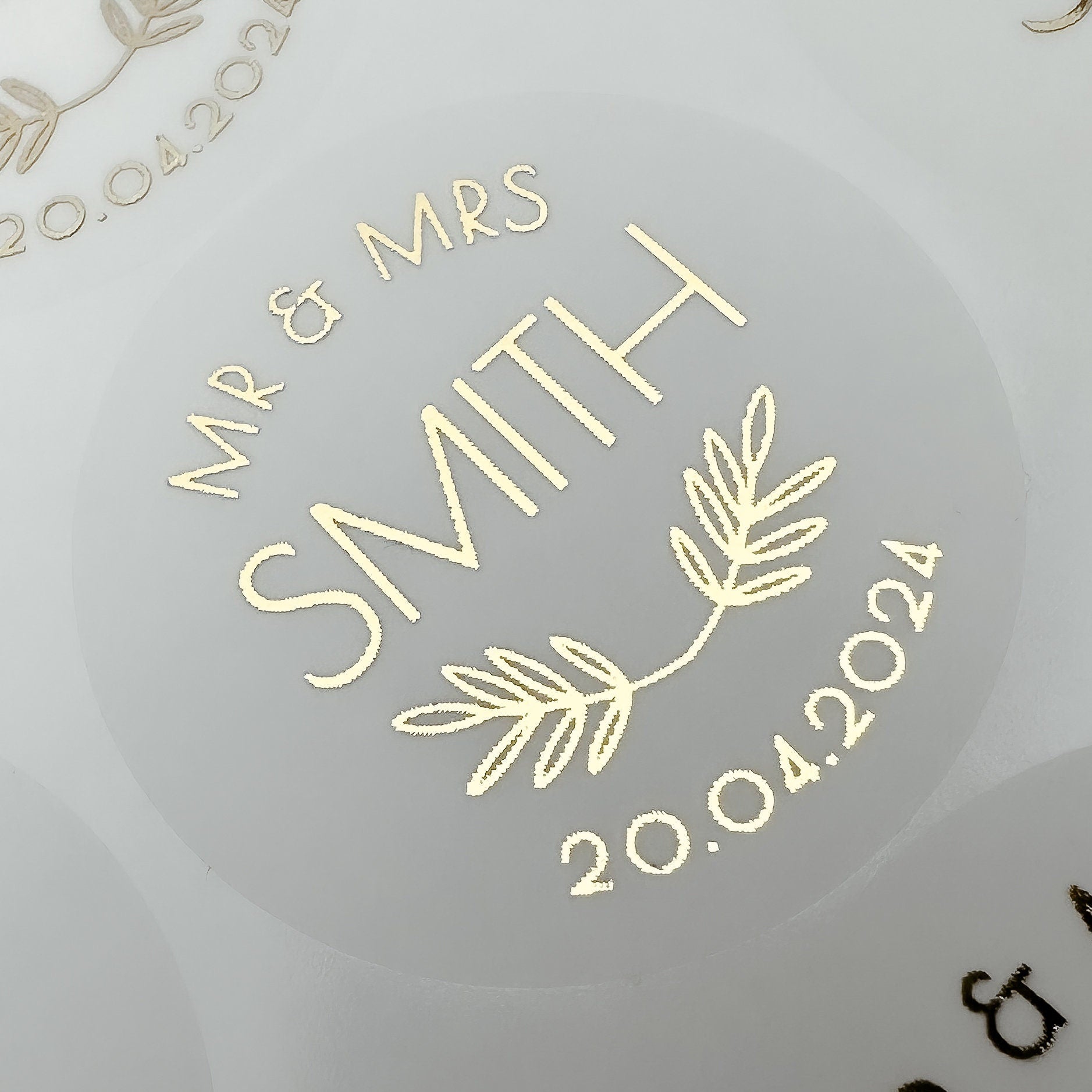 Personalised Mr & Mrs Wedding Stickers, Foiled wedding stickers, Personalised Wedding Favour Stickers, Real Foil gold monogram stickers, Frosted envelope Stickers, envelope seals