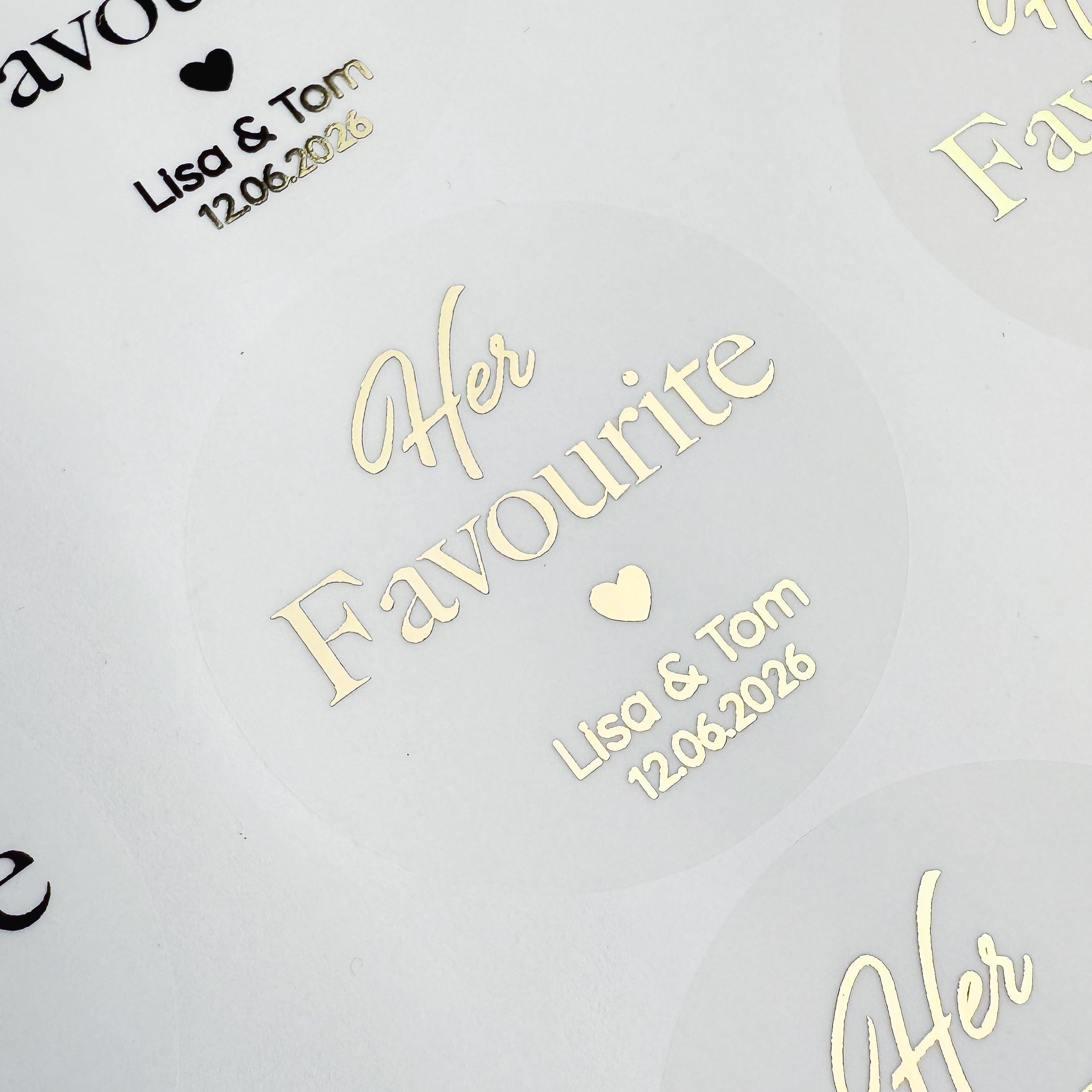 Personalised 'our favourite' Wedding Stickers with names and date 