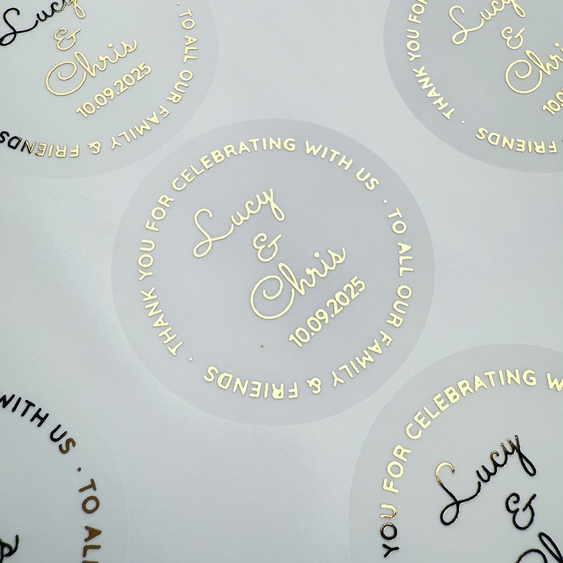Romantic Thank You Personalised Wedding Stickers