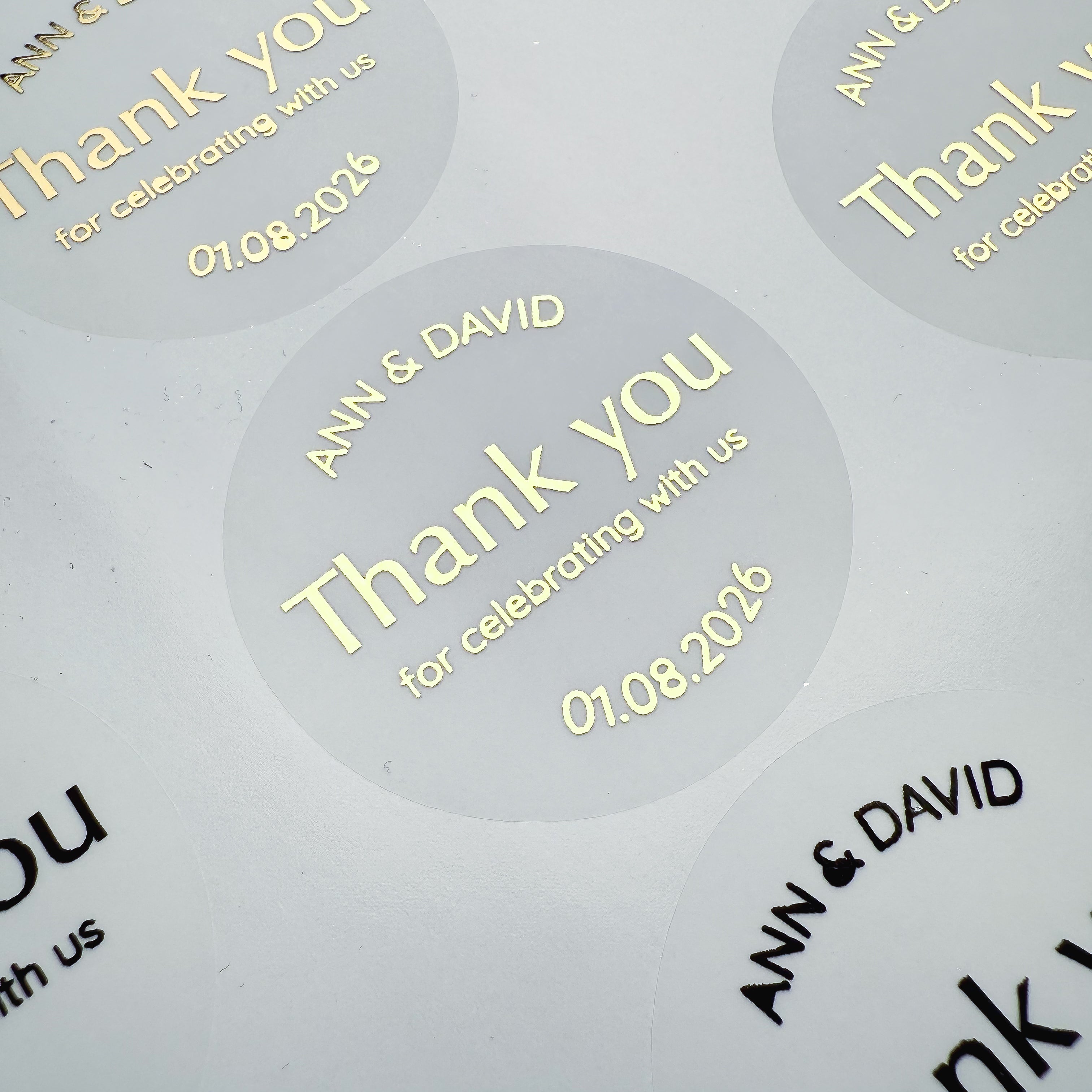 Sleek Thank You Personalised Wedding Stickers