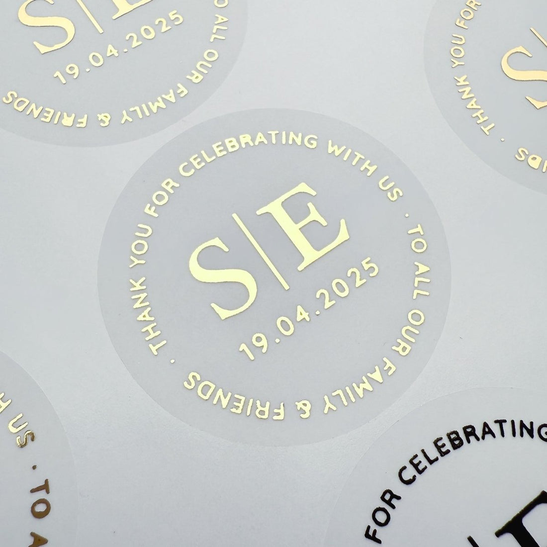 Classic Initials Thank You Wedding Stickers - Cosy & Sparkle