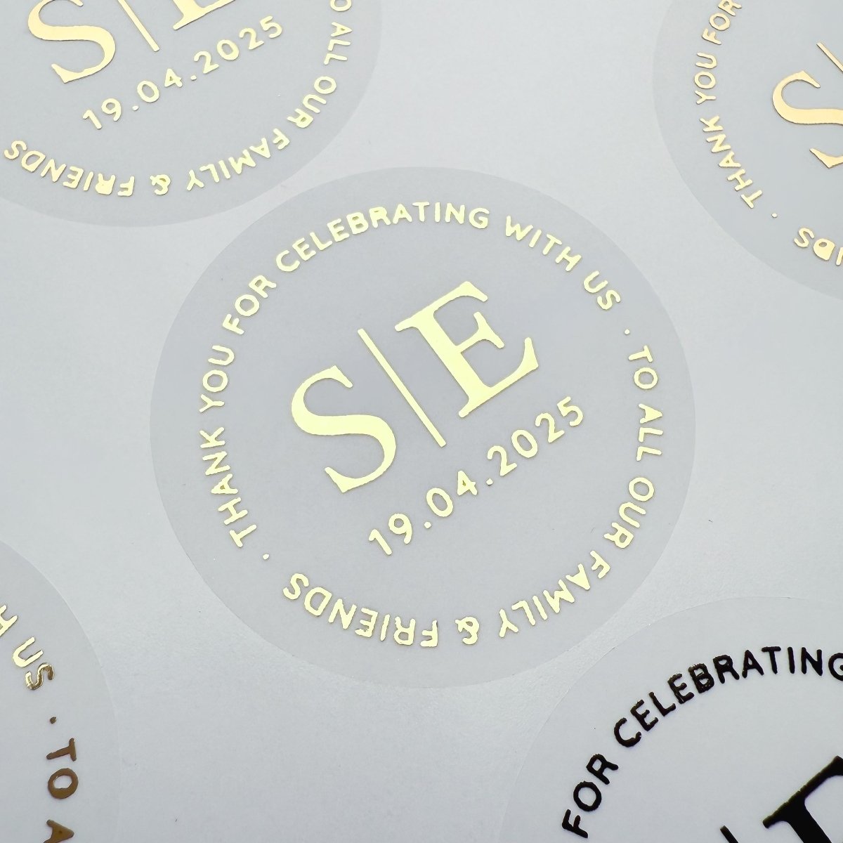 Classic Initials Thank You Wedding Stickers - Cosy & Sparkle