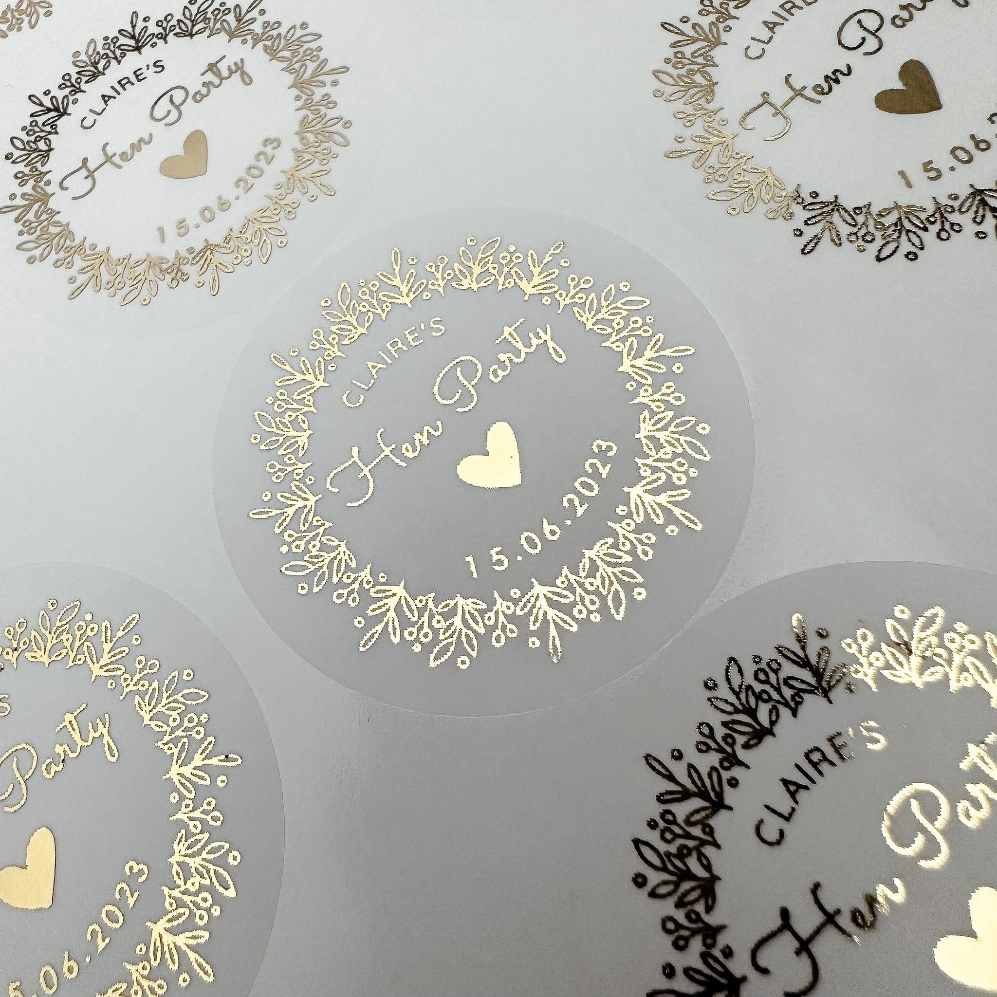 Personalised Hen Party stickers, Foil Bridal Shower stickers, Hen Do stickers, Gift Bag label, Hen Party Favours, gold event party labels