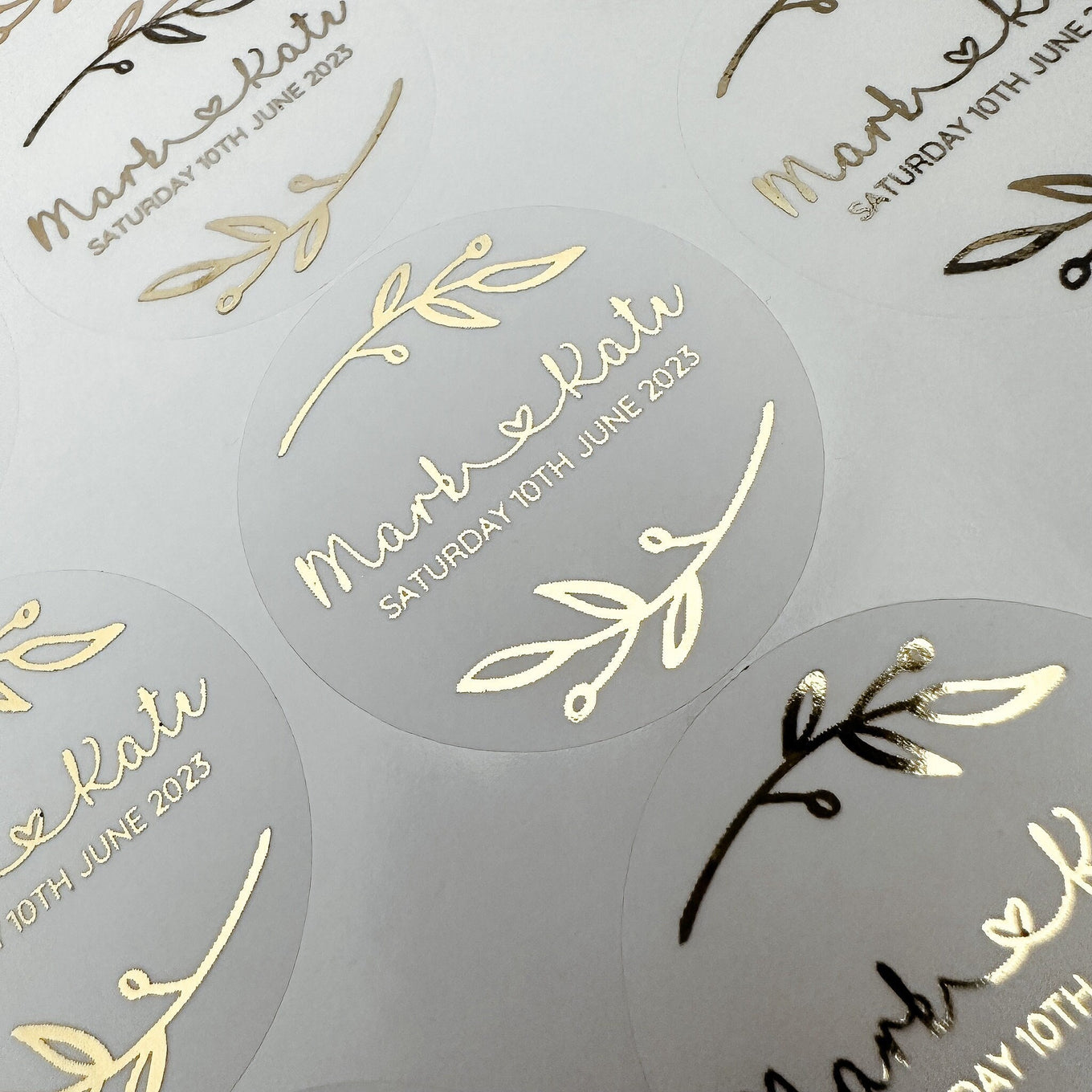 Foiled wedding stickers, Personalised Wedding Favour Stickers, Real Foil gold monogram stickers, Frosted envelope Stickers, envelope seals