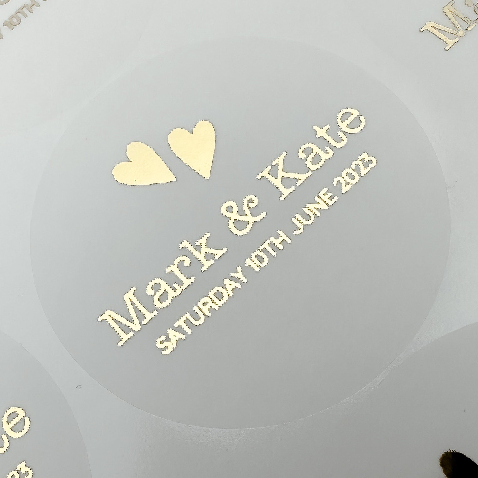 Foiled wedding stickers, Personalised Wedding Favour Stickers, Real Foil gold monogram stickers, Frosted envelope Stickers, envelope seals