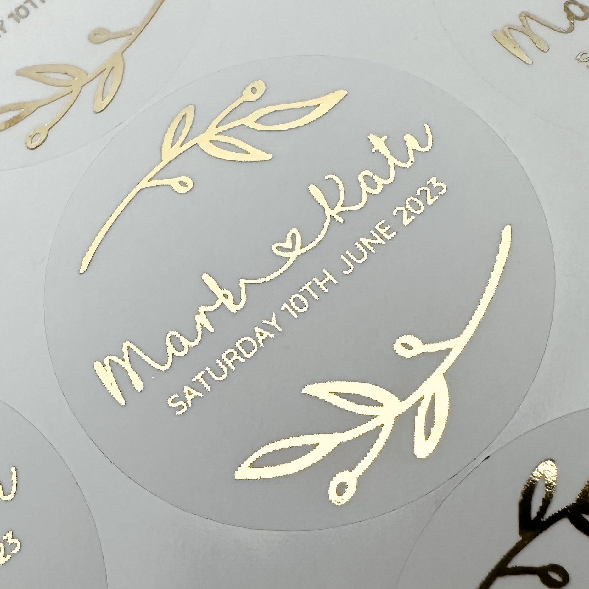 Foiled wedding stickers, Personalised Wedding Favour Stickers, Real Foil gold monogram stickers, Frosted envelope Stickers, envelope seals