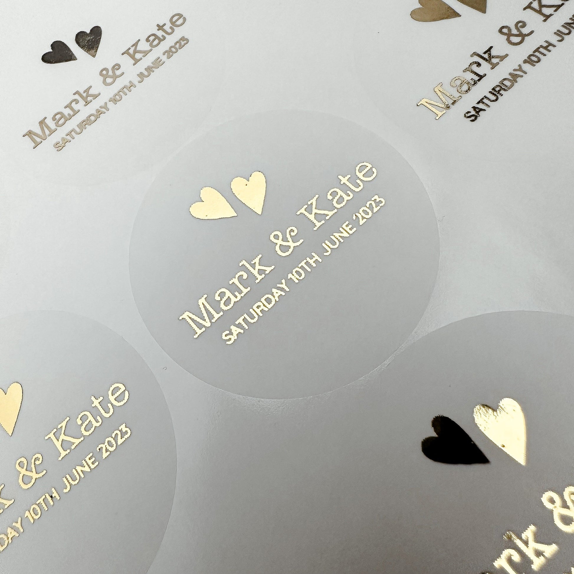 Foiled wedding stickers, Personalised Wedding Favour Stickers, Real Foil gold monogram stickers, Frosted envelope Stickers, envelope seals