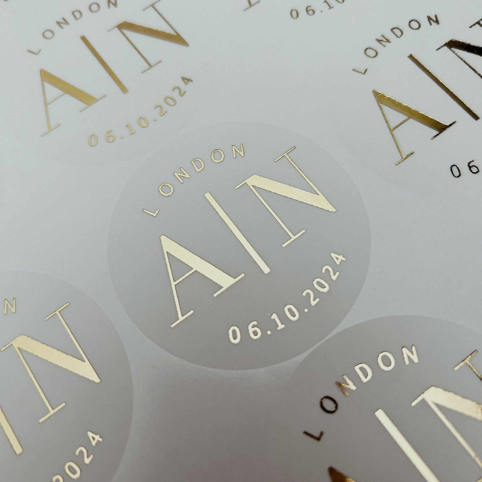 Foiled Wedding Initial Stickers, Personalised Wedding Favour Stickers, Real Foil Gold monogram stickers, Frosted Envelope Stickers Seals