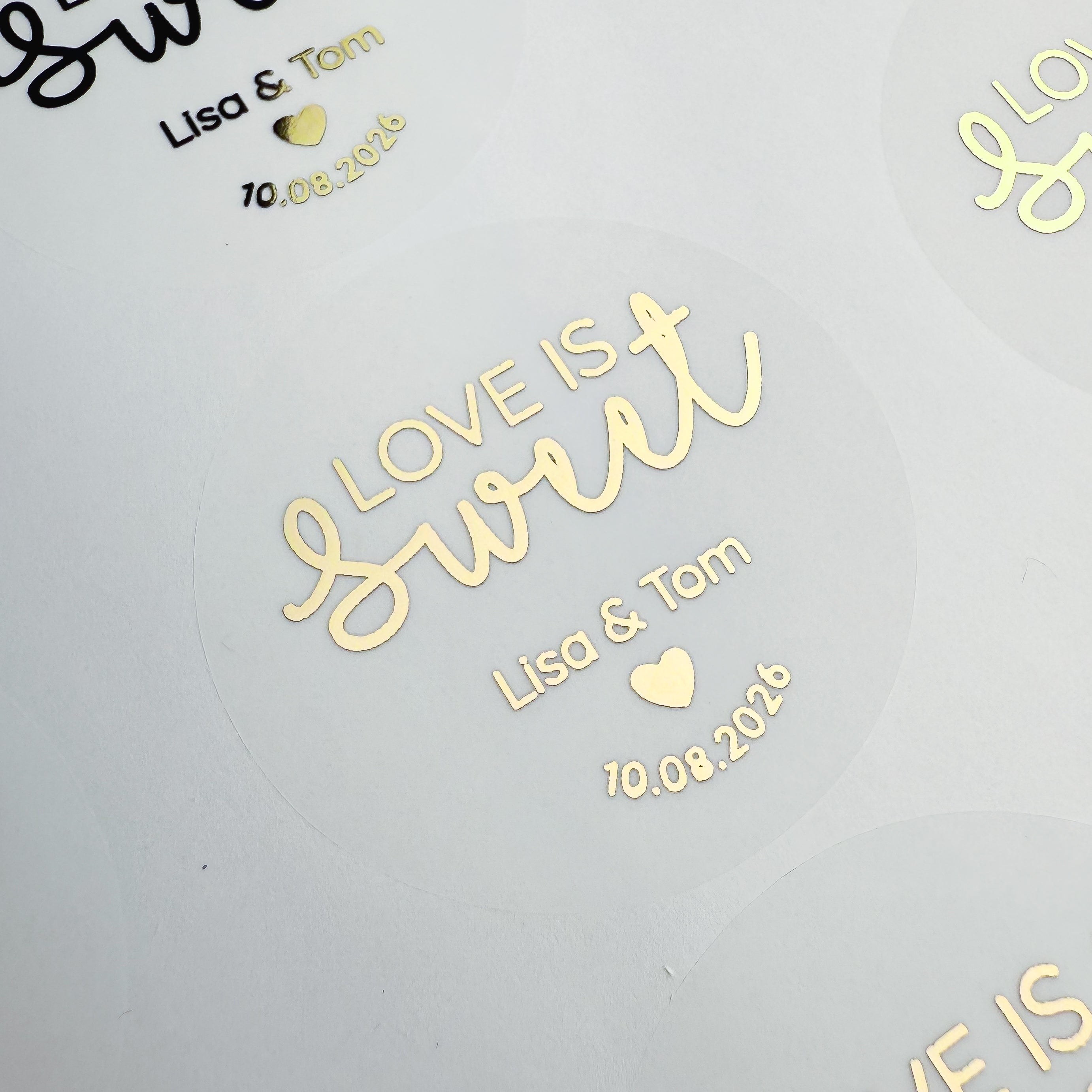 Personalised 'love is sweet' Wedding favour Stickers