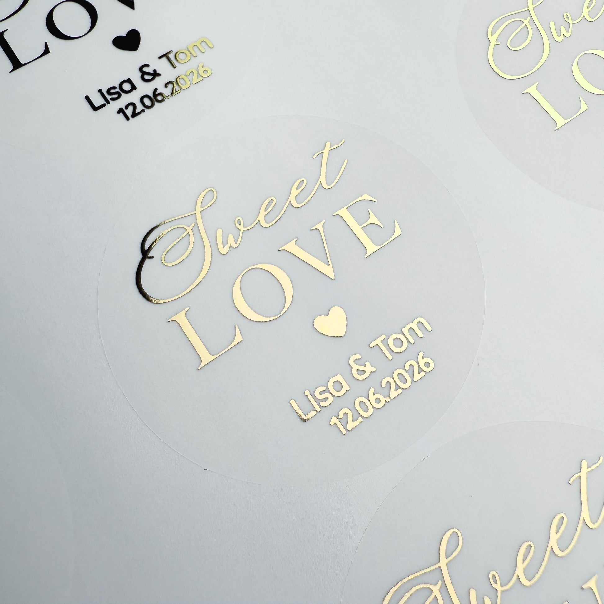 Personalised 'sweet love' Wedding favour Stickers